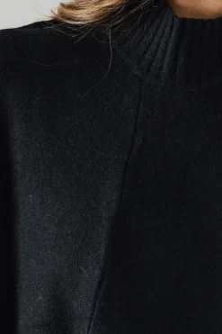 Fringe Hem High Neck Poncho