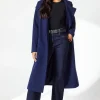 Funnel Neck Belted Wrap Coat