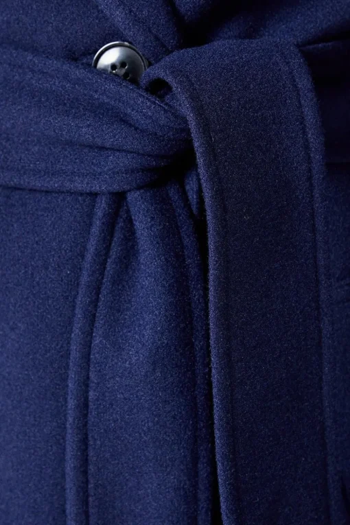 Funnel Neck Belted Wrap Coat