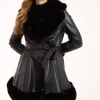 Fur Trimmed Belted Coat