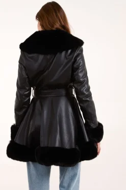 Fur Trimmed Belted Coat