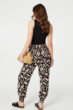 Geo Print High Waist Harem Pants