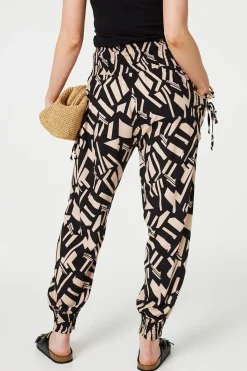 Geo Print High Waist Harem Pants