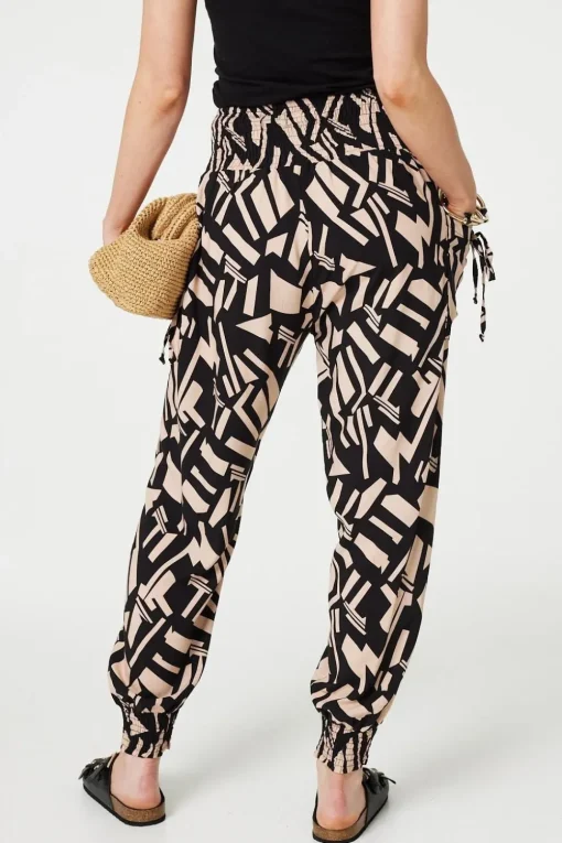 Geo Print High Waist Harem Pants