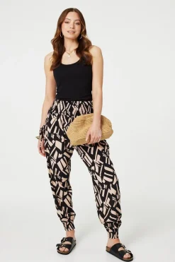 Geo Print High Waist Harem Pants
