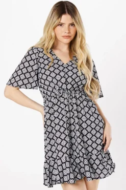 Geo Tiered Hem Mini Dress
