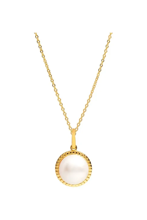 Gift Packaged 'Cosmos' 18ct Yellow Gold Plated 925 Silver Pearl Necklace