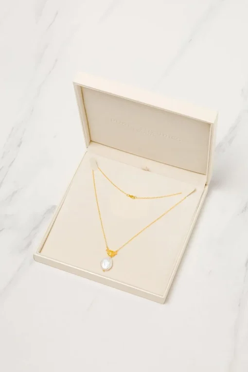 Gift Packaged 'Edna' 18ct Gold Plated Sterling Silver Pearl Necklace