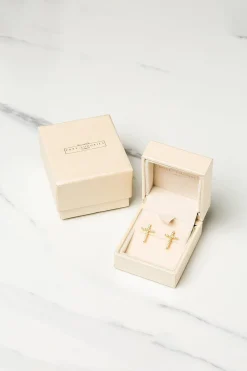 Gift Packaged 'Strand' 18ct Yellow Gold Plated 925 Silver & Cubic Zirconia Earrings
