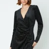 Glitter Velvet Wrap Mini Dress