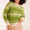Gradient Stripe Velour Knit Jumper