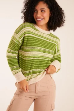 Gradient Stripe Velour Knit Jumper