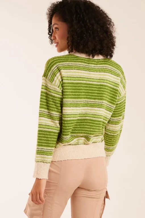Gradient Stripe Velour Knit Jumper