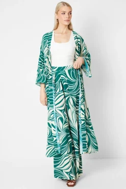 Green Abstract Wide Leg Trouser