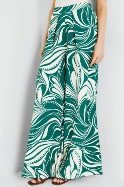 Green Abstract Wide Leg Trouser