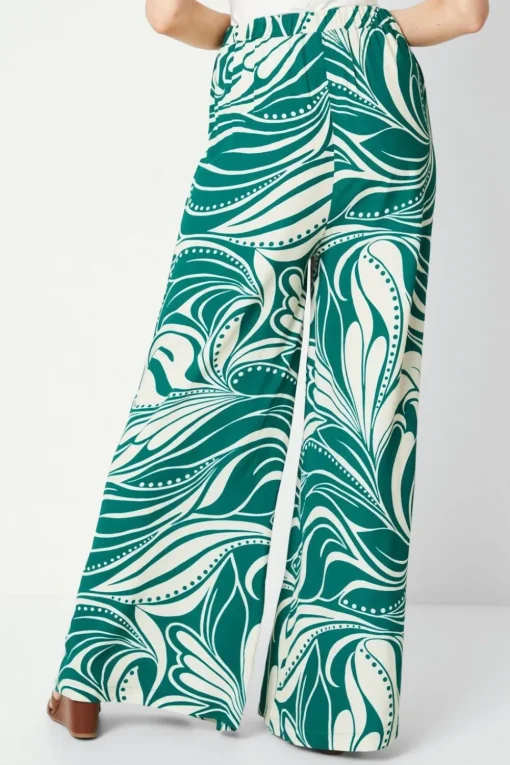 Green Abstract Wide Leg Trouser