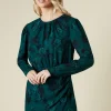 Green Floral Wrap Skirt Long Sleeve Mini Dress