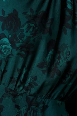 Green Floral Wrap Skirt Long Sleeve Mini Dress