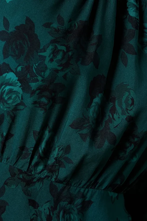 Green Floral Wrap Skirt Long Sleeve Mini Dress