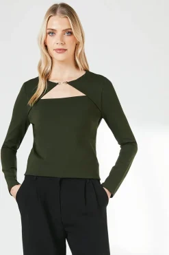 Green Trim Detail Ponte Top