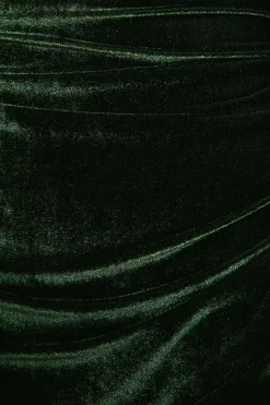 Green Velvet Asymmetric Cut Out Midaxi Dress