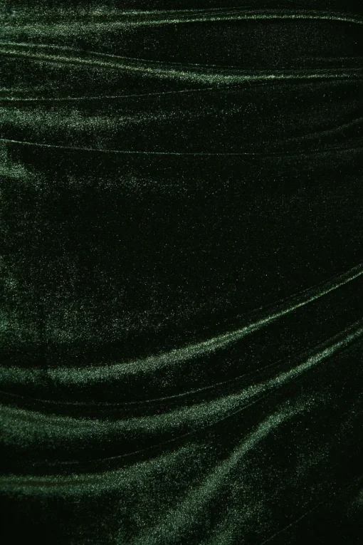 Green Velvet Asymmetric Cut Out Midaxi Dress