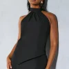 Grown On Neck Asymmetric Hem Top & Mini Skirt Co-ord