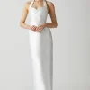 Halterneck Twill Column Wedding Dress