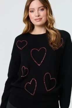 Heart Embellished Long Sleeve Jumper