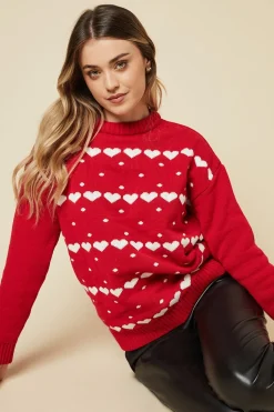 Heart Striped Crew Neck Jumper
