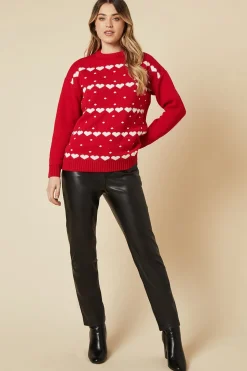 Heart Striped Crew Neck Jumper