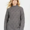 High Neck Cable Knit Tunic Jumper
