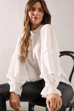 High Neck Frill Detail Blouse