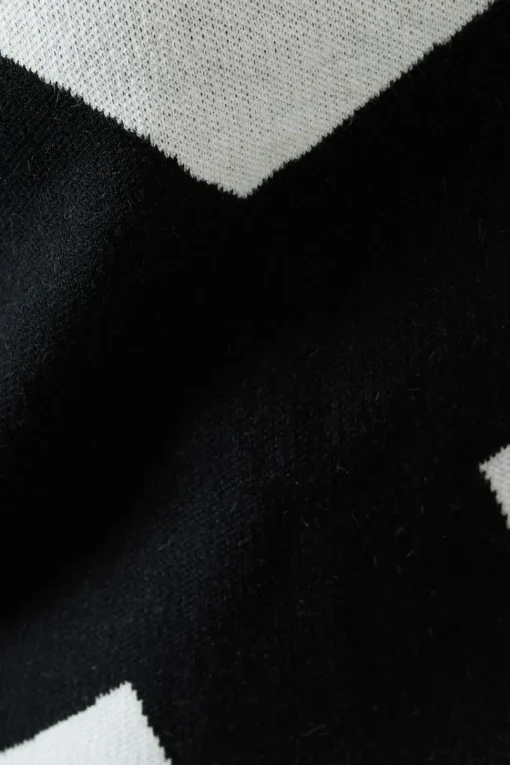 High Neck Front Detail Rib Sleeve Jumper