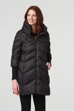 High Neck Knit Cuff Puffer Coat