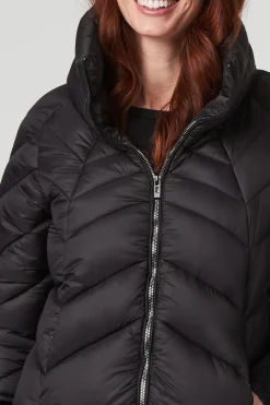 High Neck Knit Cuff Puffer Coat