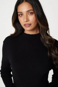 High Neck Midi Skater Knit Dress
