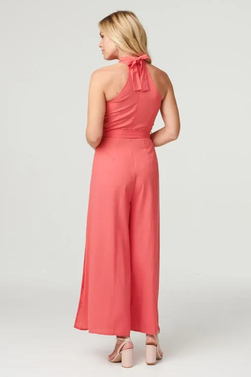 High Neck Split Leg Jumpsuit