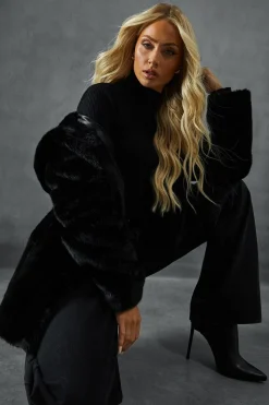 Hooded Faux Fur Coat