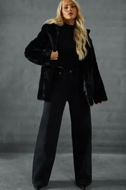 Hooded Faux Fur Coat