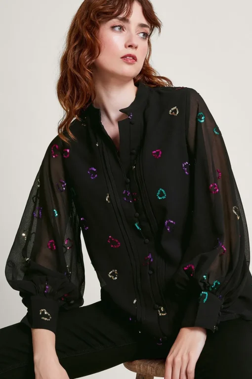 Hope Heart Sequin Blouse