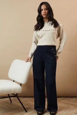 Horn Button Wide Leg Jean