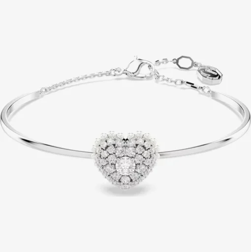 Hyperbola Rhodium Plated White Heart Bangle 5684385