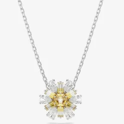 Idyllia Rhodium Plated Yellow Flower Necklace 5679939