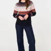 Ikat Print Long Sleeve Knitted Top