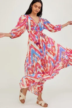 Ikat Print Maxi Dress