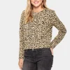IlsabethSZ Round Neck Buttons Cardigan-Leopard Print
