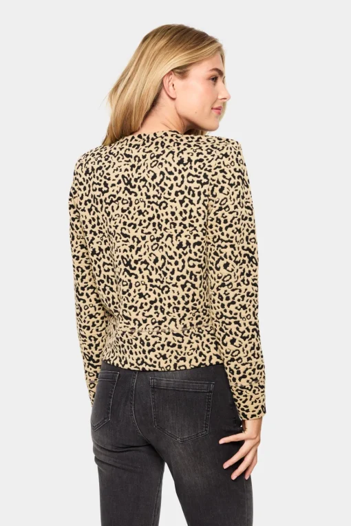 IlsabethSZ Round Neck Buttons Cardigan-Leopard Print