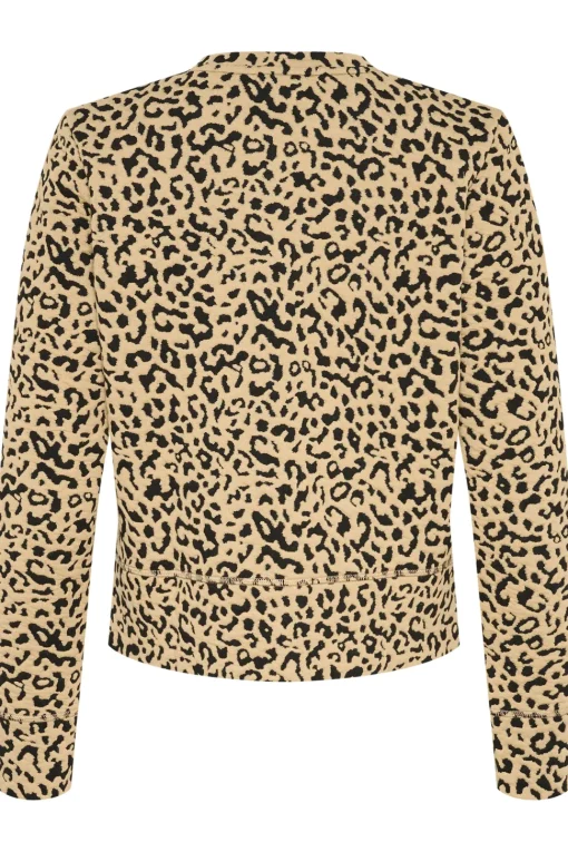 IlsabethSZ Round Neck Buttons Cardigan-Leopard Print