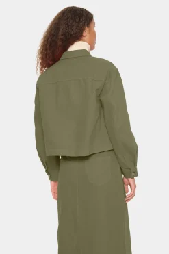 IluSZ Boxy Fit Dyed Denim Jacket -